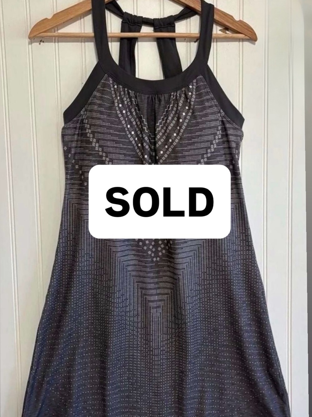 Prana  Quinn Yoga Dress Grey  Print Racerback  Size S